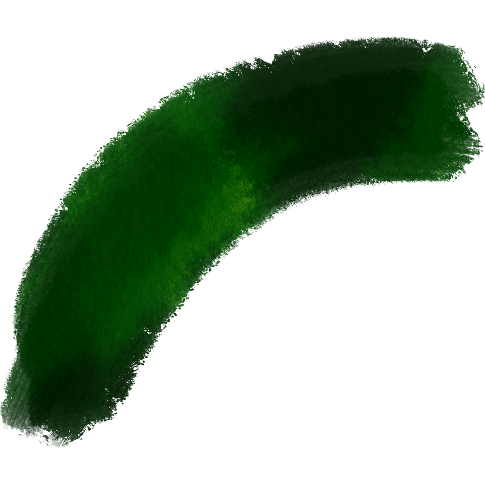 Green stroke transitioning from grunge textures into smooth watercolor tones png