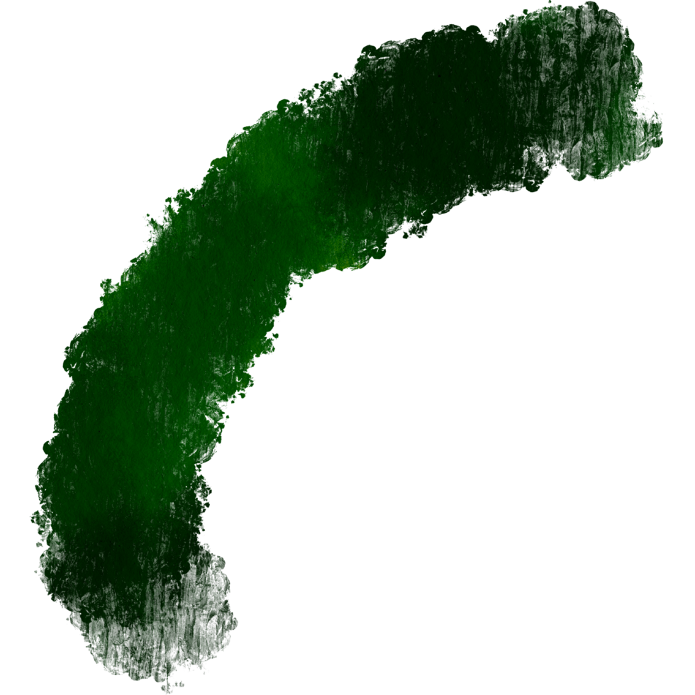 A Green brush stroke transitioning from rugged textures into soft watercolor washes png