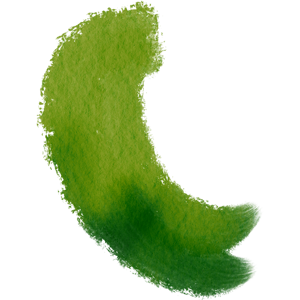 Green stroke transitioning from grunge to fluid watercolor tones png