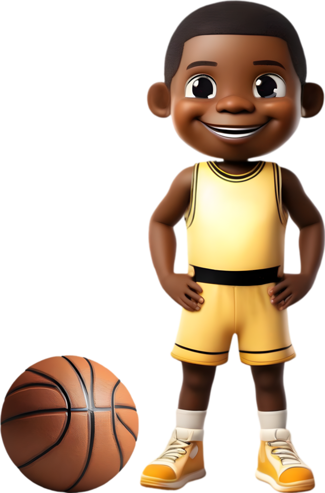 Charming Boy Playing Basketball in Uniform Clipart. . png