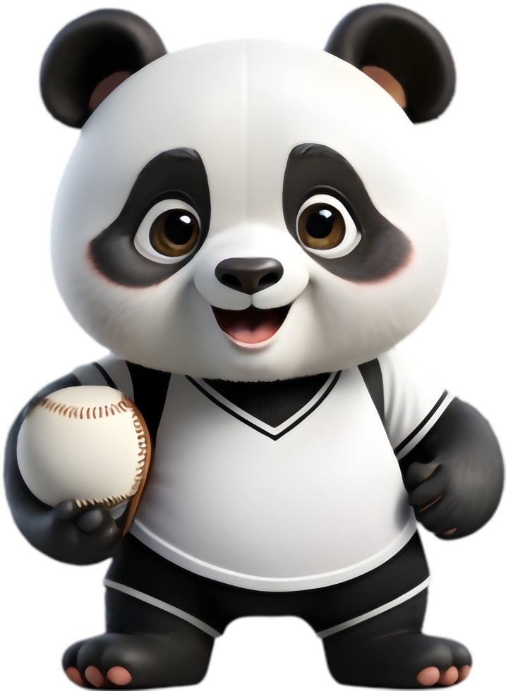 Joyful Panda Bear Ready for Baseball. . png