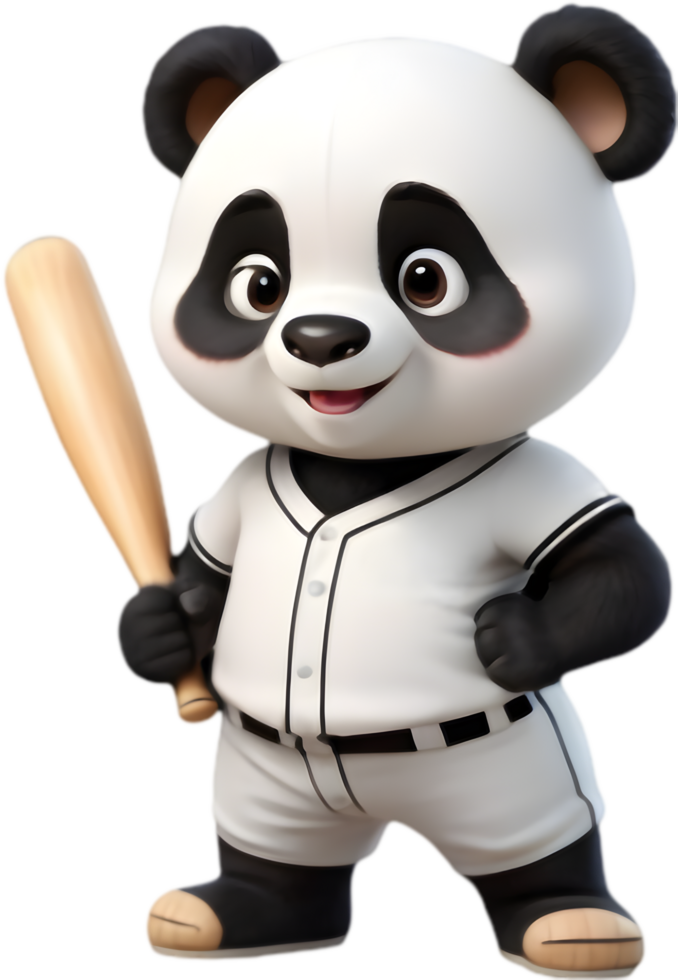 Grinning Panda Mascot in Baseball Outfit. . png