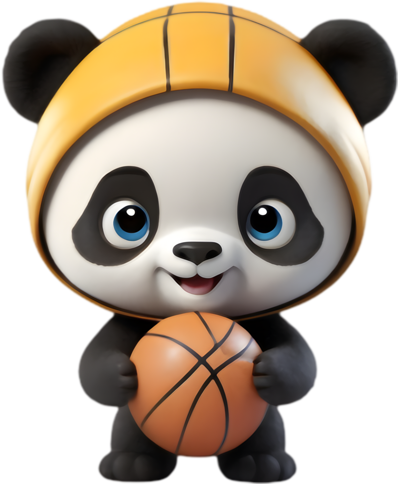 Grinning Panda Athlete, Basketball Jersey Character. . png