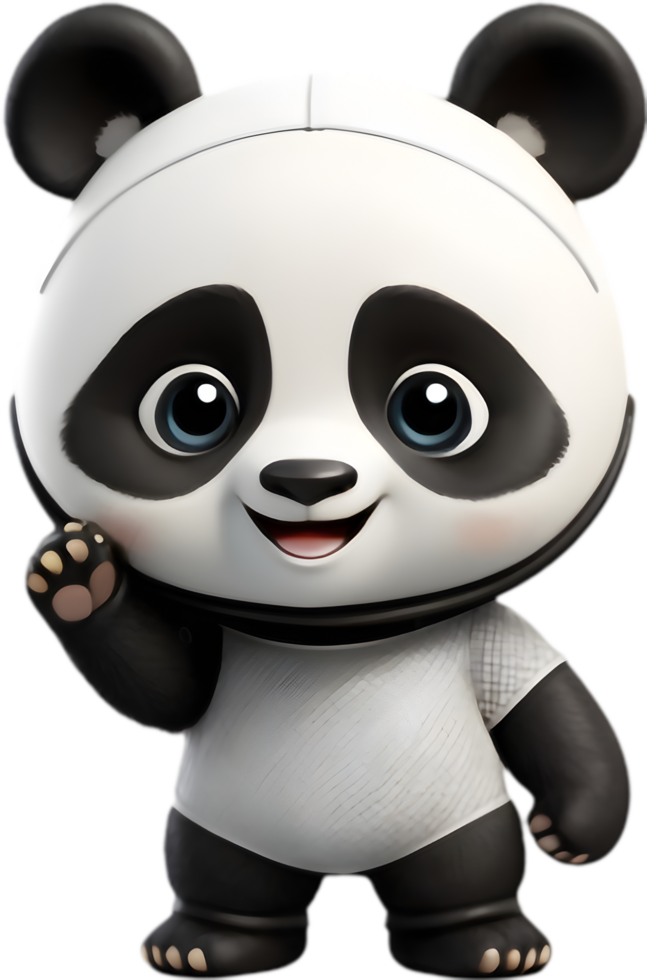 Playful panda bear with happy expression. . png