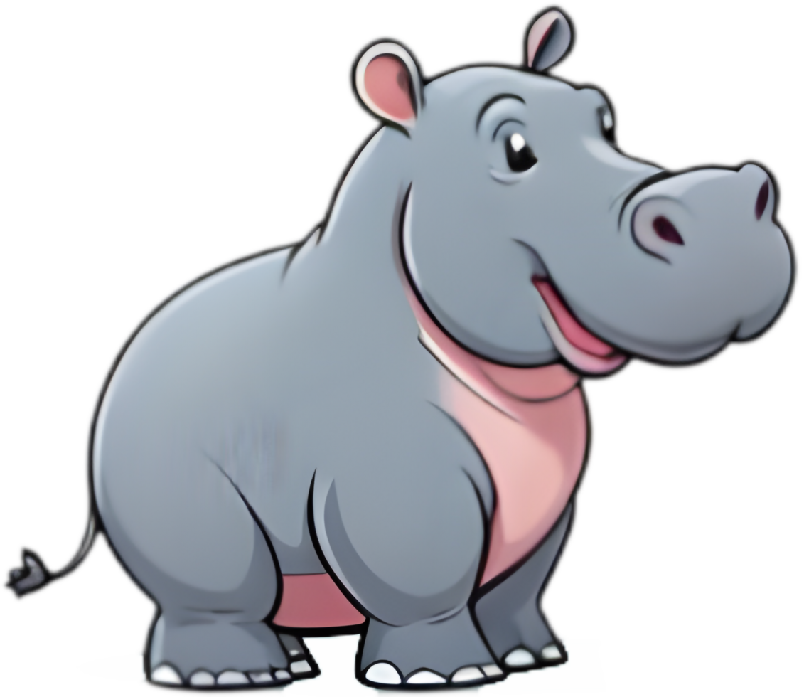 Grinning hippo cartoon clipart. . png