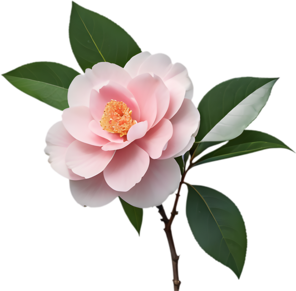 Delicate Petals of Pink Camellia Flower. . png