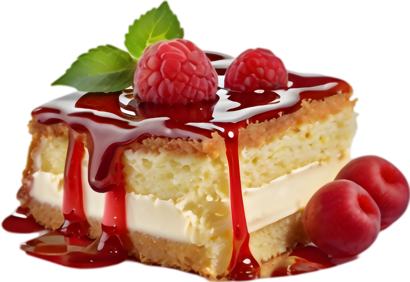 Decadent Butter Cake Slice Graphic Element. . png