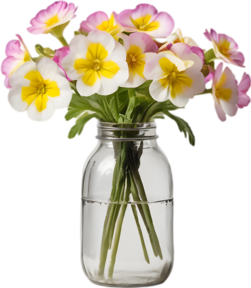 Delightful Spring Primroses in Rustic Vintage Container. . png