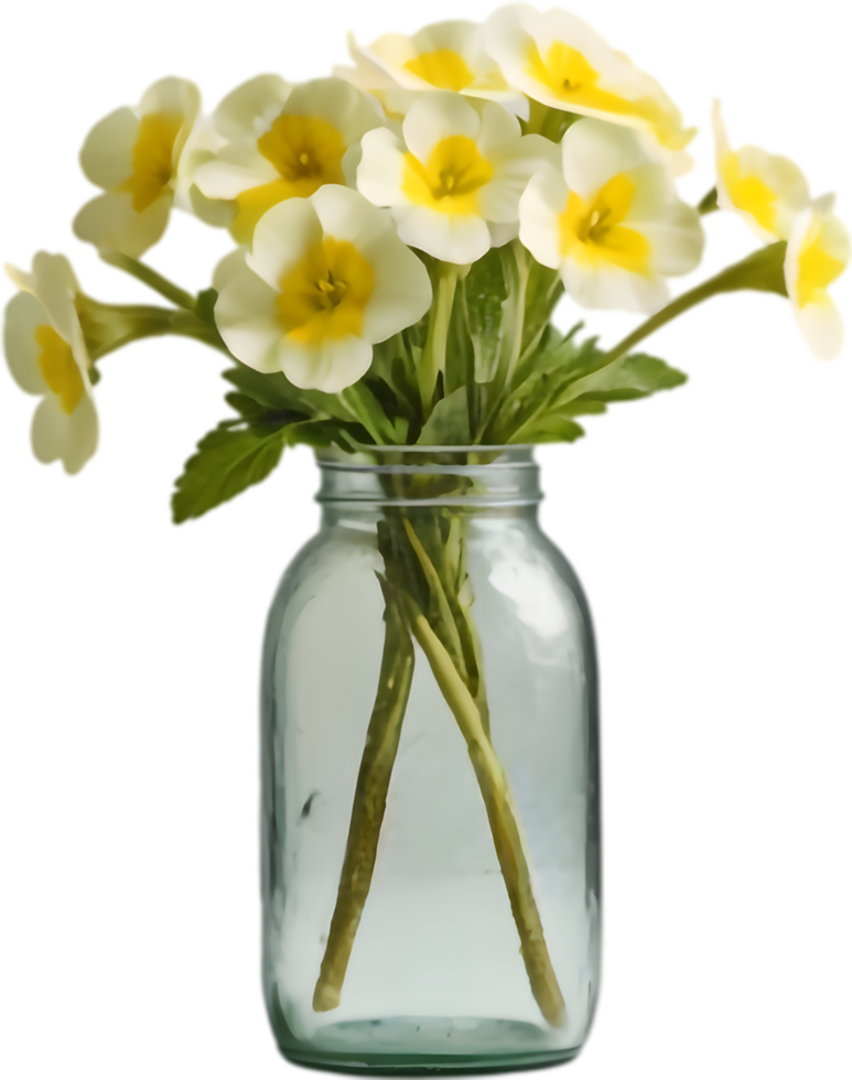 Enchanting Primrose Posy in Aged Glass Jar. . png