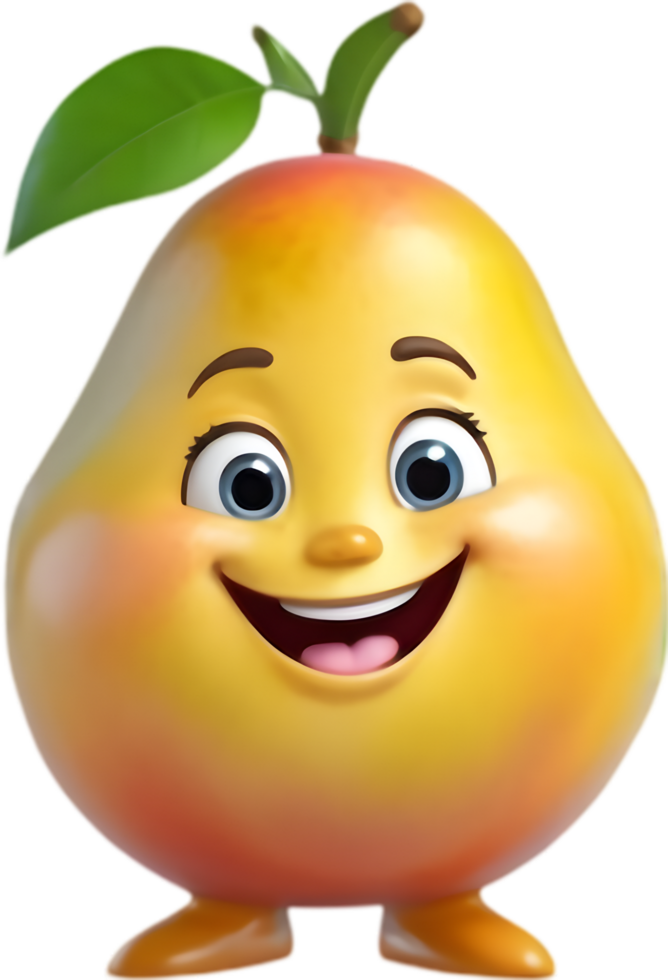 Delightful Cartoon Fruit, Smiling Mango Clipart. . png