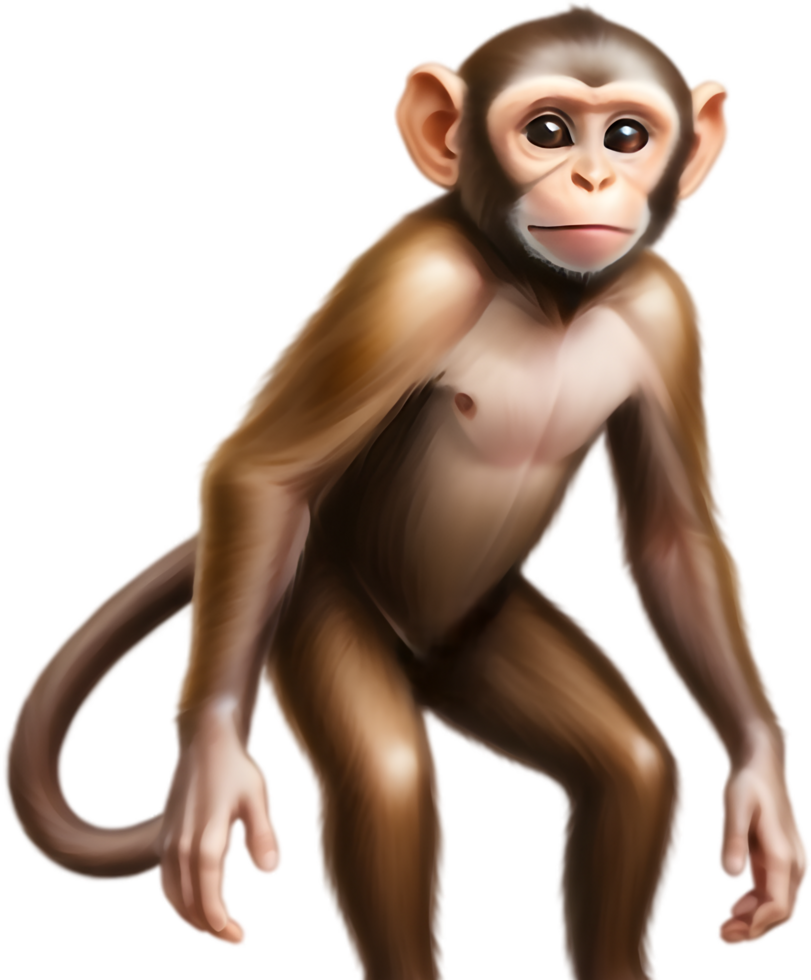 Upbeat Ape Figure in Standing Position. . png