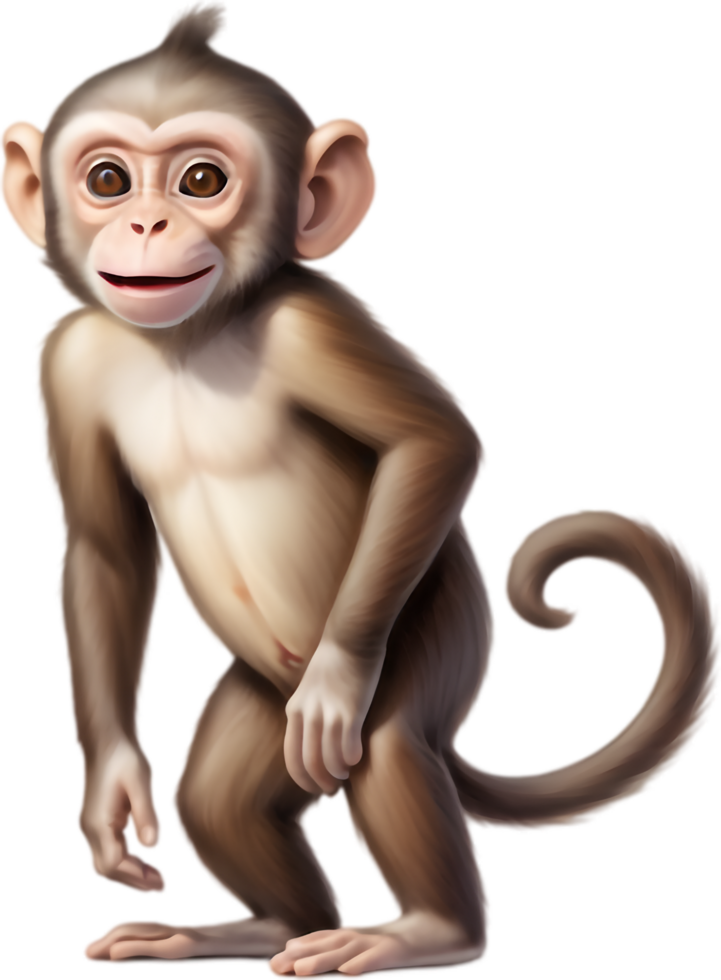 Cartoon Monkey Posing for Animal-themed Designs. . png
