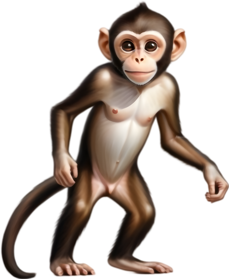 Jungle Friend Monkey in Vertical Pose. . png