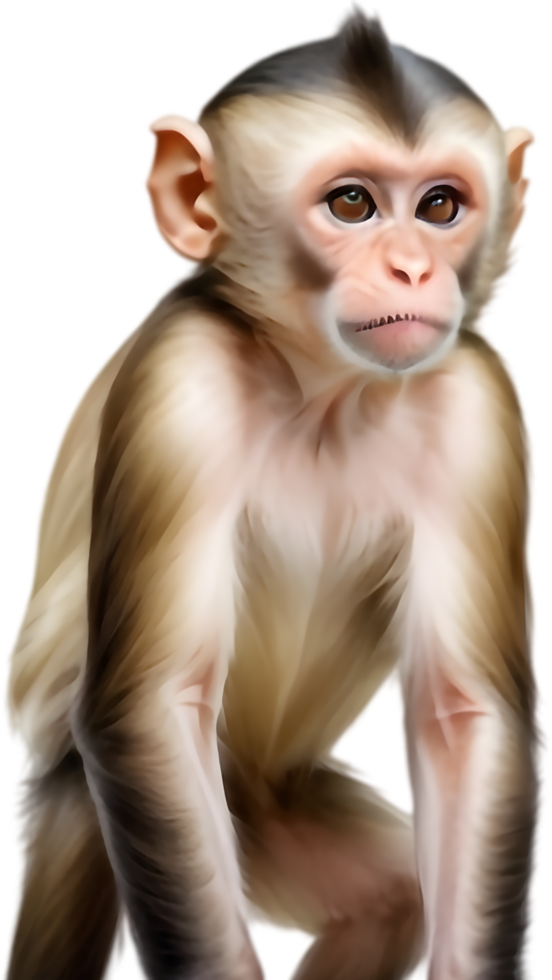 Adorable Monkey Standing Tall Cartoon. . png