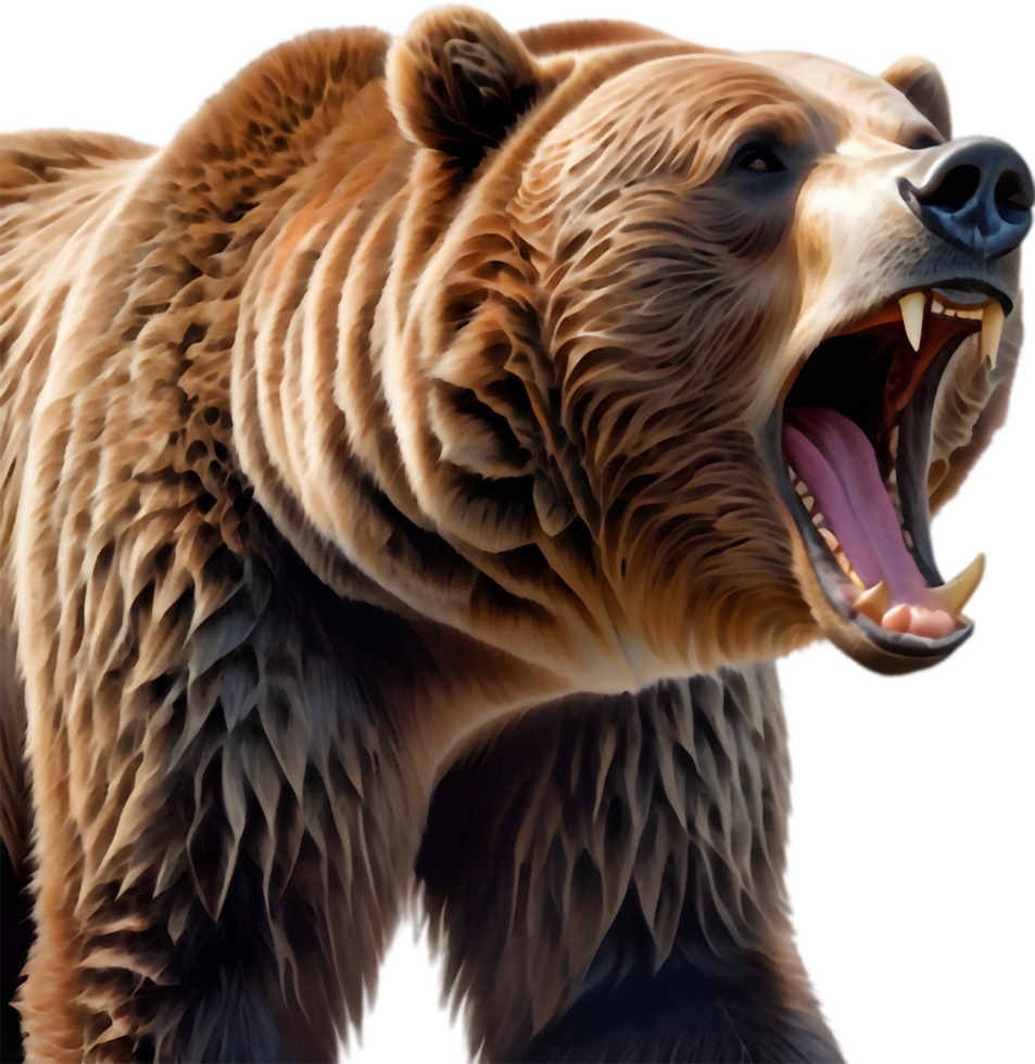 Grizzly Bear Roaring in Rainstorm. . png