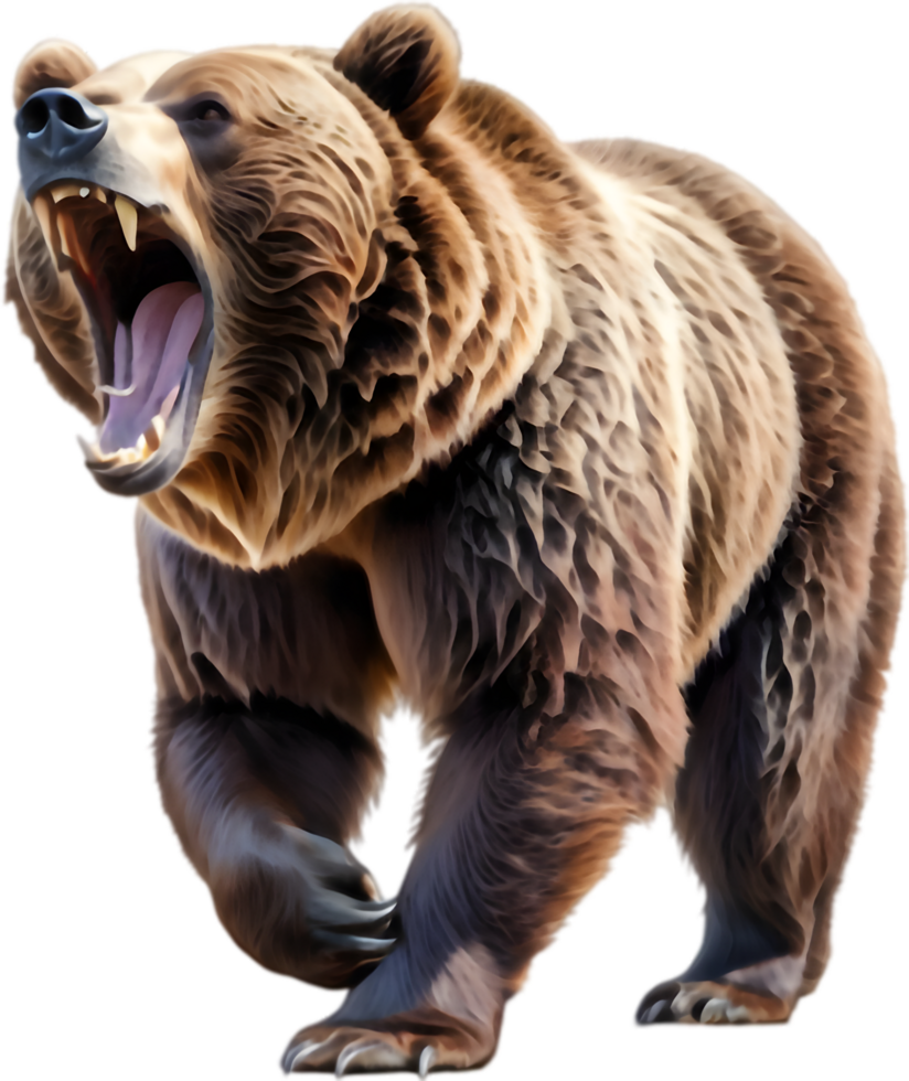 Grizzly Bear Snarling Close-up. . png