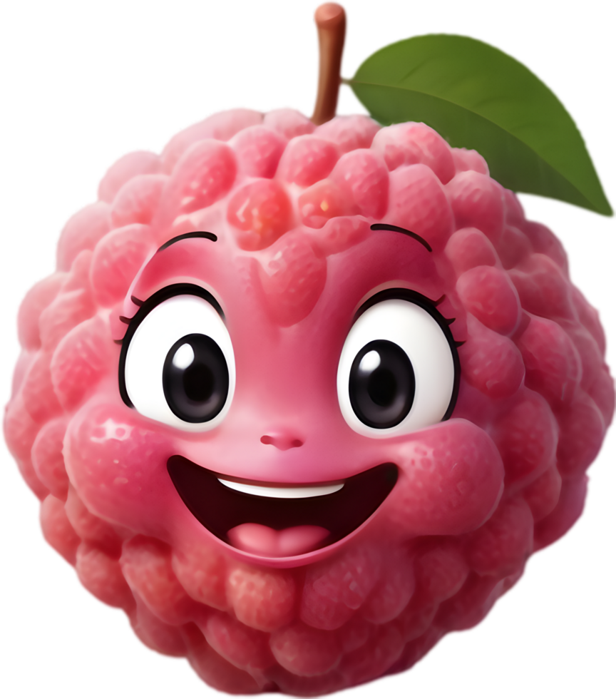 Cute and Happy Cartoon Lychee Fruit Characters. . png