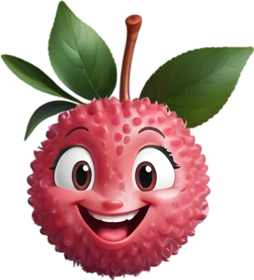 Colorful and Cheerful Cartoon Lychee Fruit Image. . png