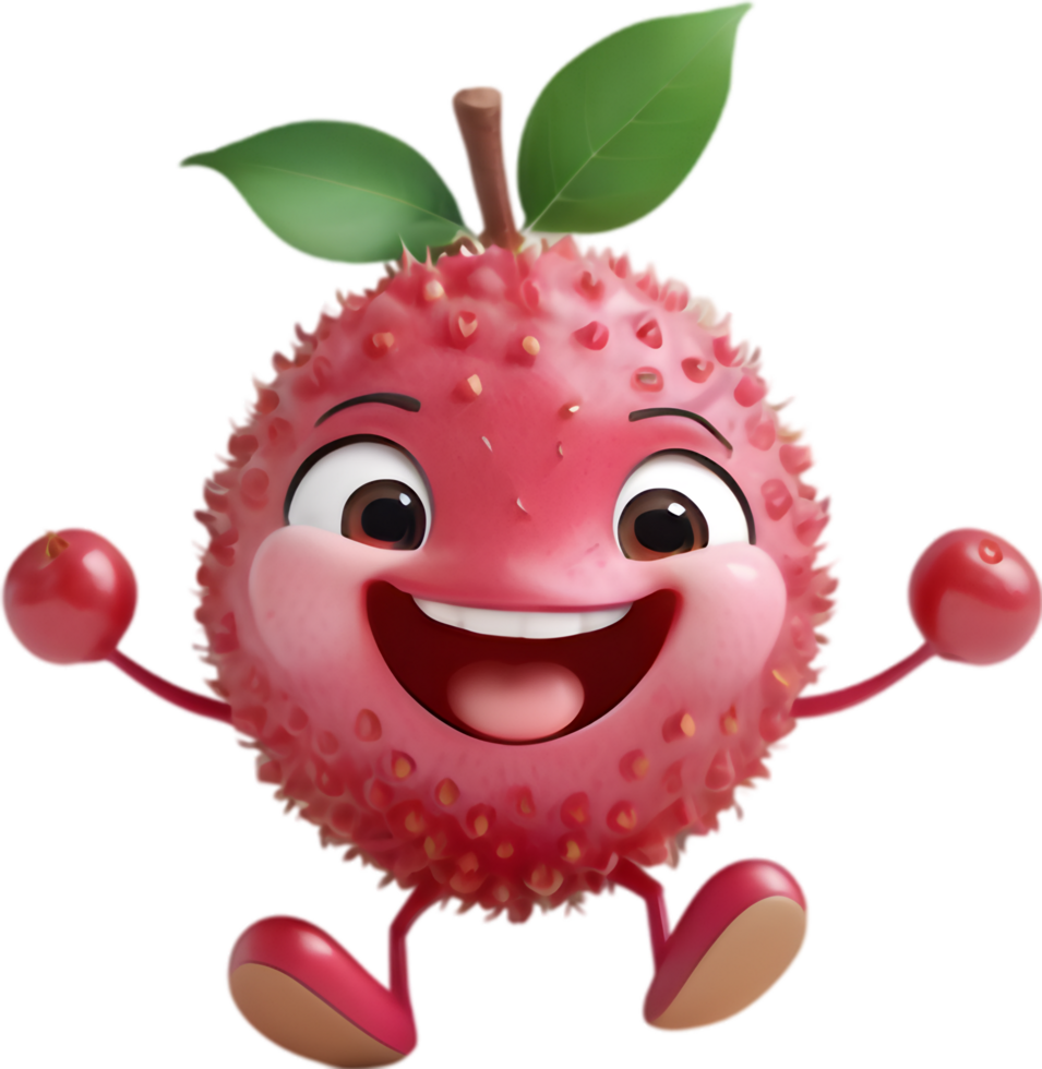 Cute Cartoon Lychee with a Friendly Smile. . png