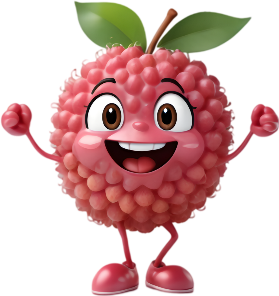 Cute Cartoon Lychee with Big Smiling Eyes. . png