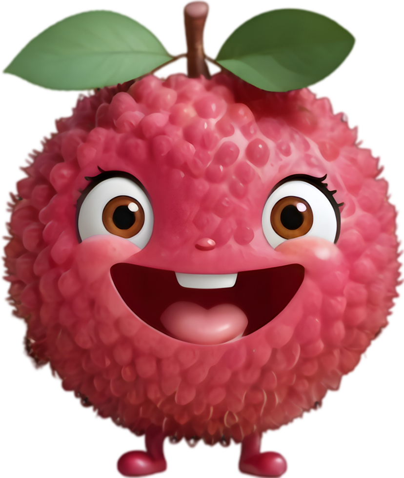 Delightful Cartoon Lychee Fruit for Graphic Design. . png