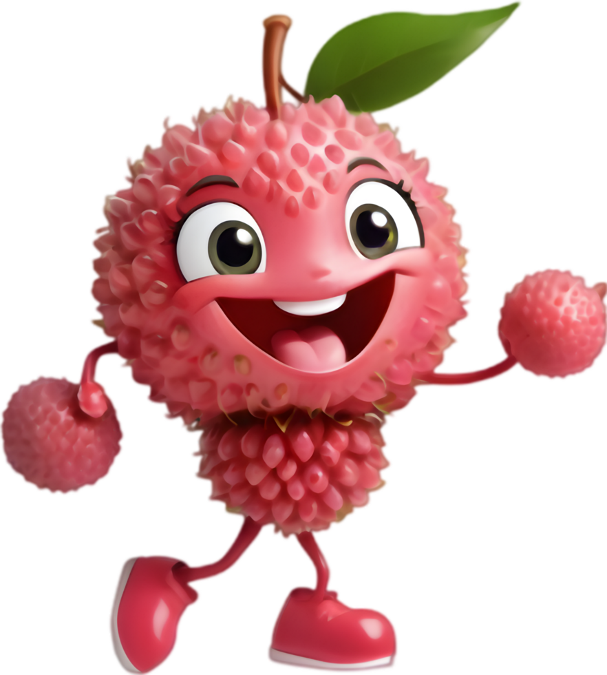 Adorable Cartoon Lychee Fruit with a Smile. . png