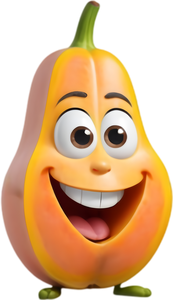 Whimsical Smiling Papaya Art for Fun Themes. . png