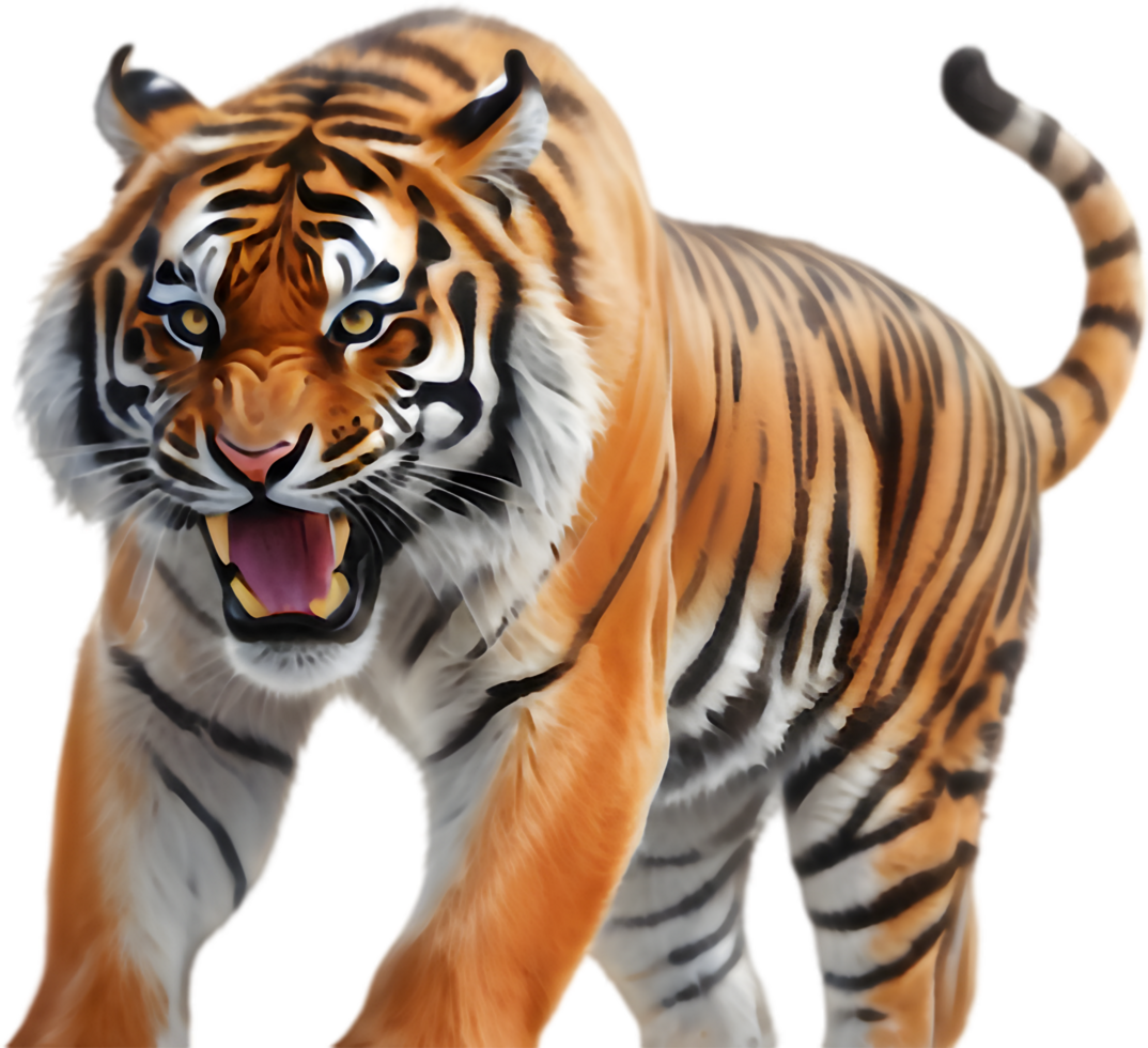 Colorful Jungle Scene with Tigers in Clipart. . png