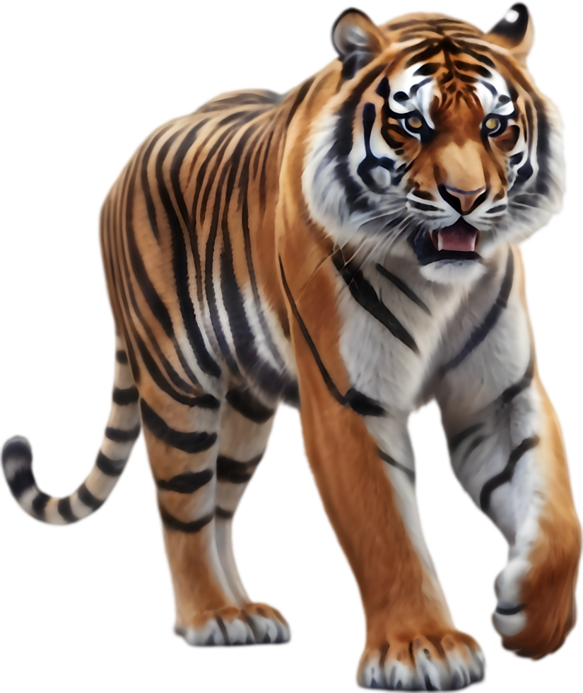 Artistic Representation of Tigers in Clipart Form. . png