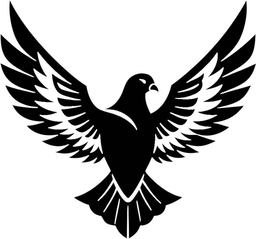 Stylish Black Stencil of a Flying Pigeon. . png