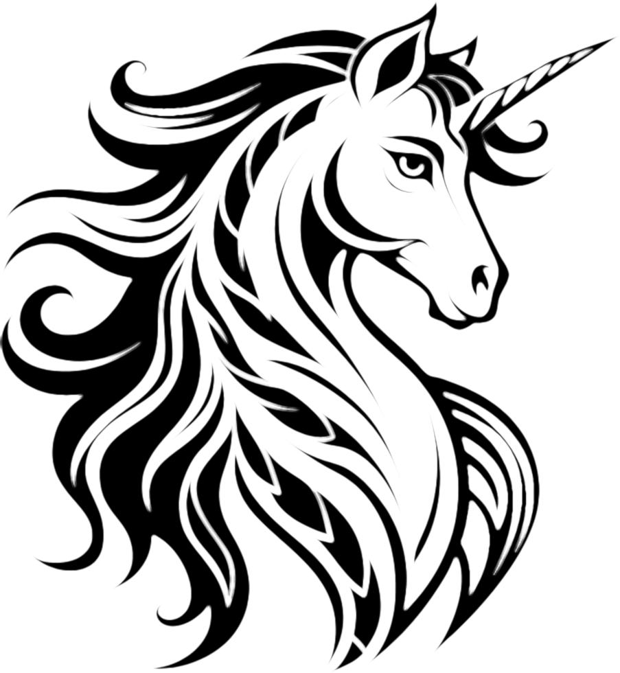 Beautiful black unicorn design For Creative Projects . . png