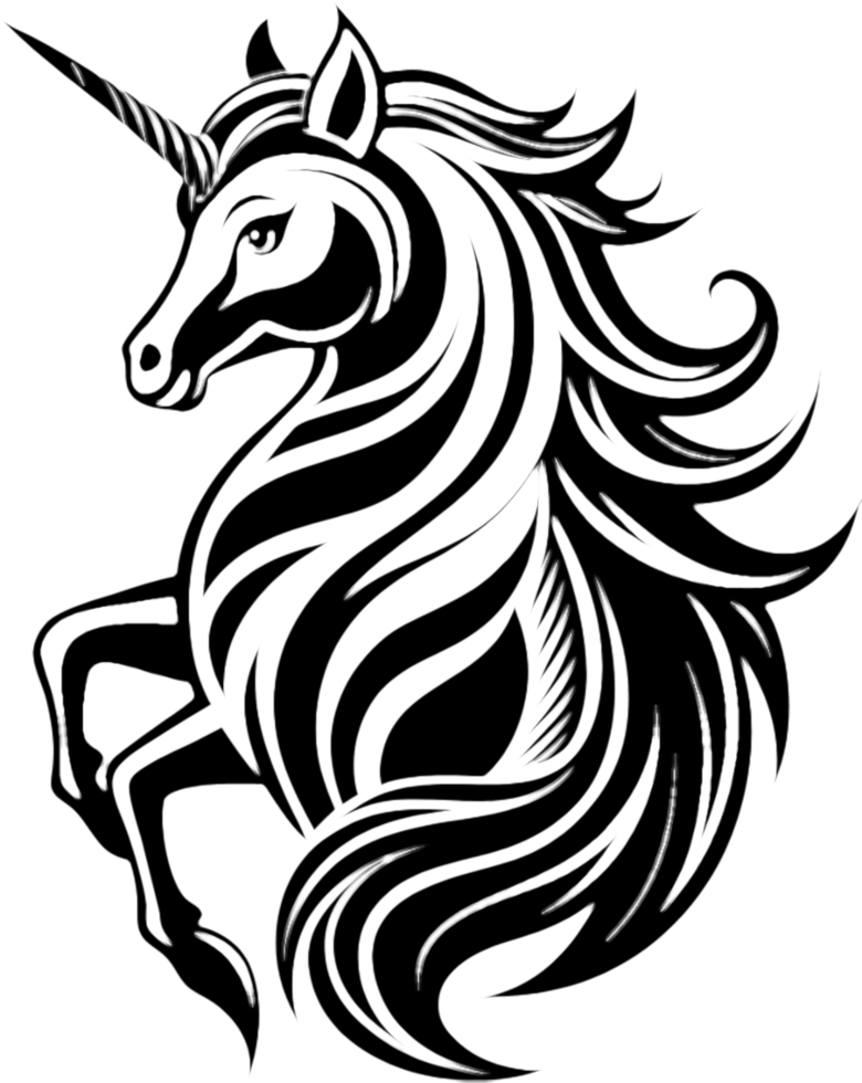 Unique Spiraled Horn Unicorn Design for Wall Art. . png