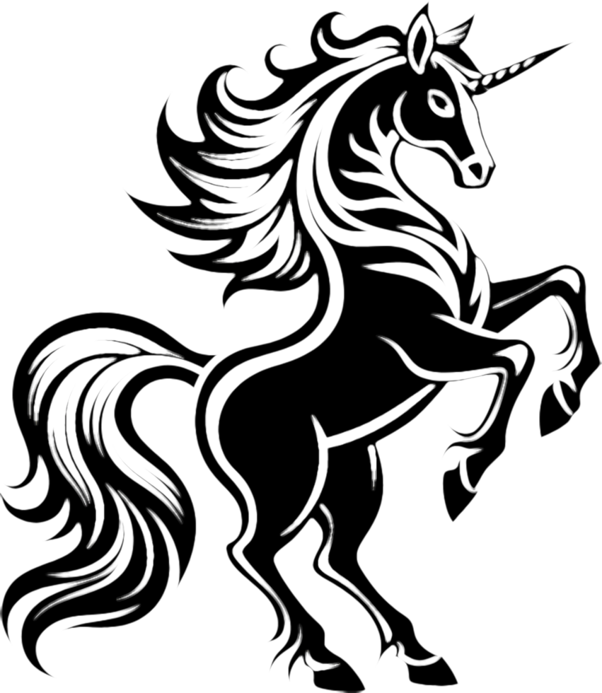 Enchanting Spiraled Horn Unicorn Art Template. . png