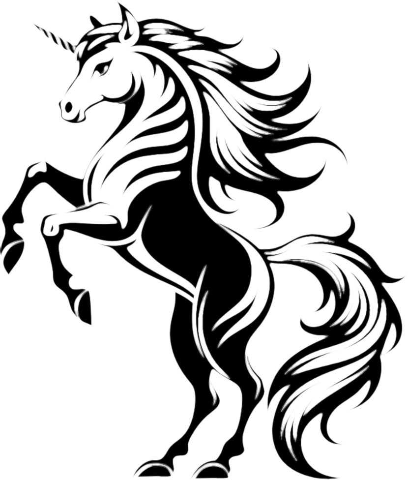 Intricate Black Unicorn Stencil for Paper Crafts. . png