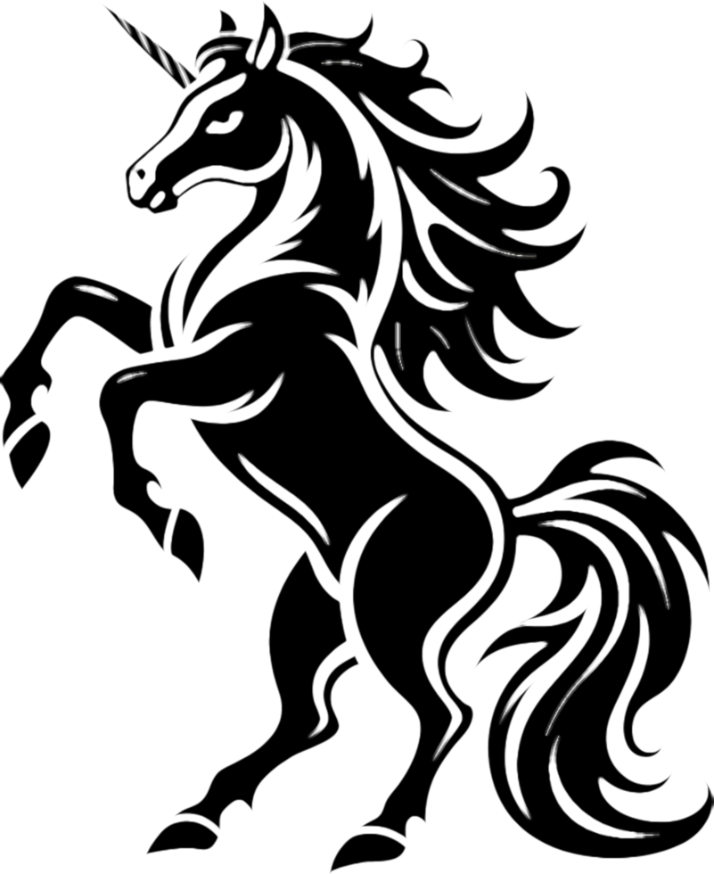 Stunning Black Unicorn Clipart for T-Shirt Designs. . png