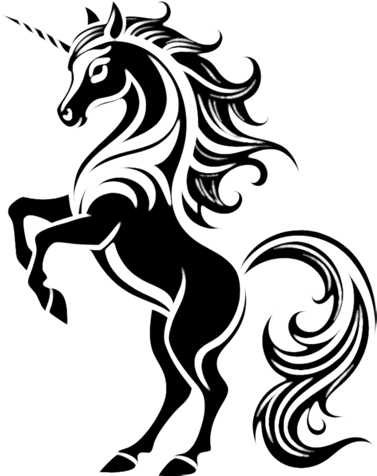 Beautiful Unicorn Clipart with Spiraling Horns. . png