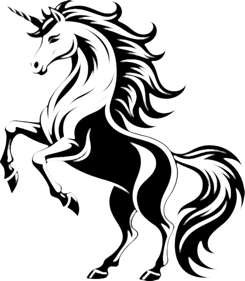 Artistic Black Unicorn Stencil for Scrapbooking. . png