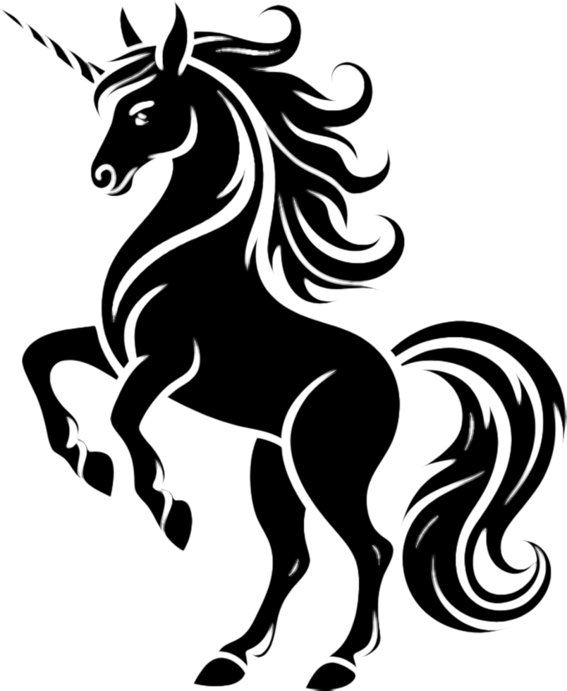 Black Unicorn Stencil with Spiraling Horn. . png