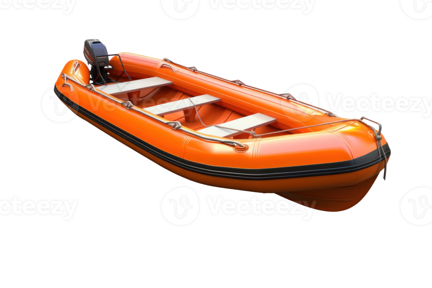 an orange inflatable boat on a transparent background png