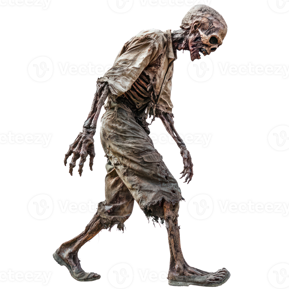 a walking zombie on a transparent background png