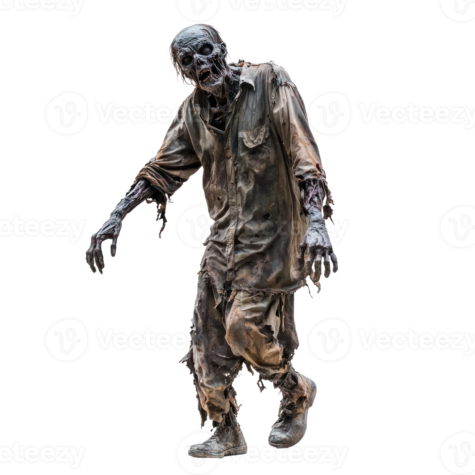 the walking dead zombie statue isolate on transparency background png