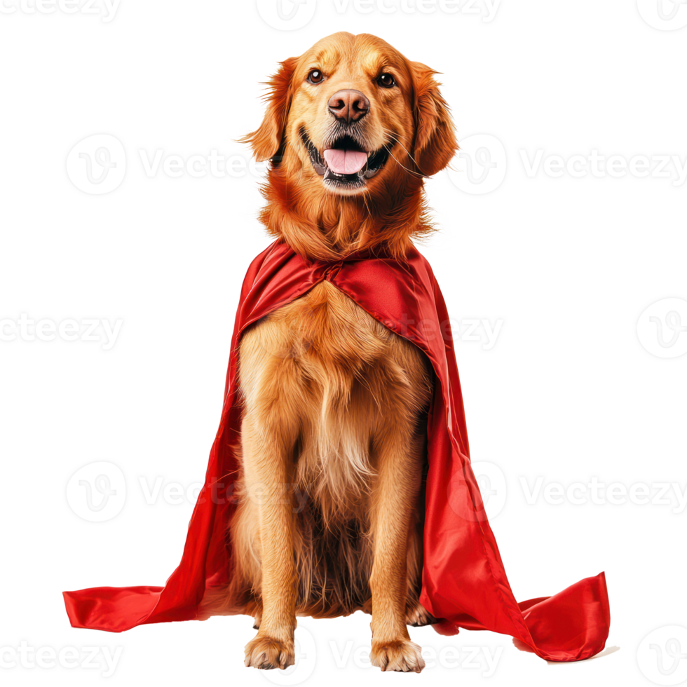 a golden retriever dressed as a superhero png