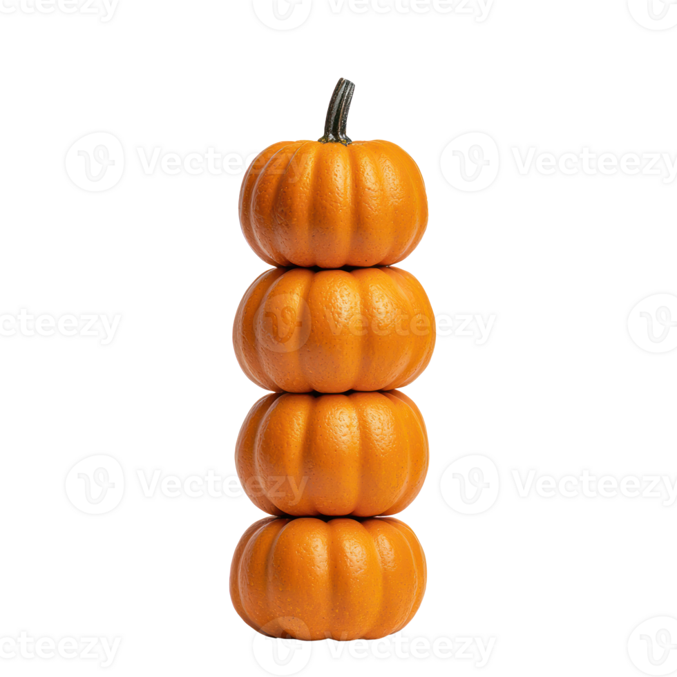 a stack of three orange pumpkins on a white background png