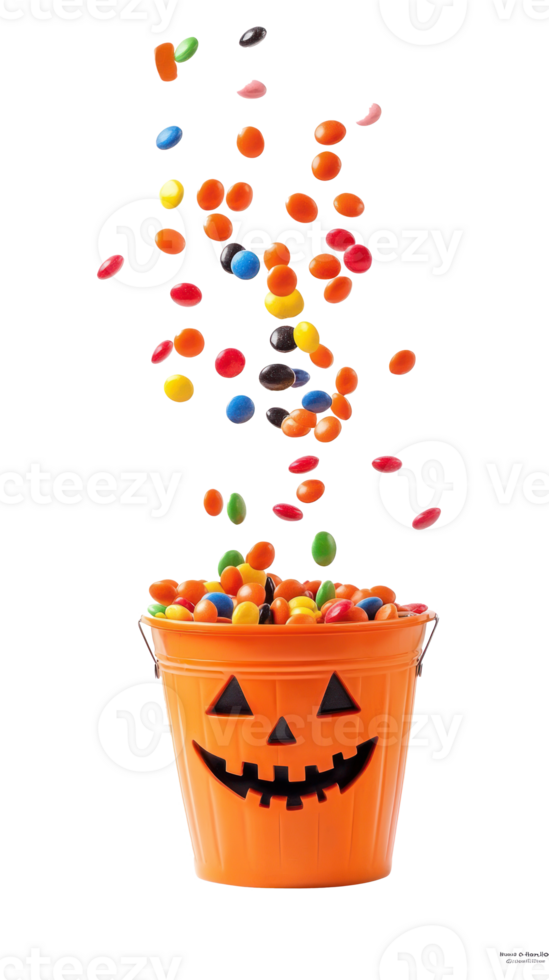 halloween candy bucket with colorful candies png
