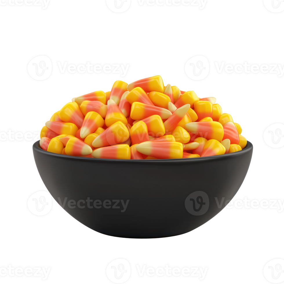 a bowl of candy corn on a transparent background png