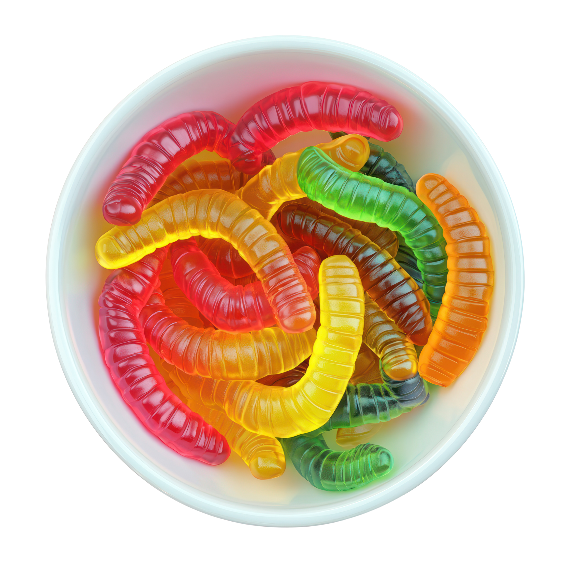 gummy worms in a bowl on a transparent background 50172446 PNG