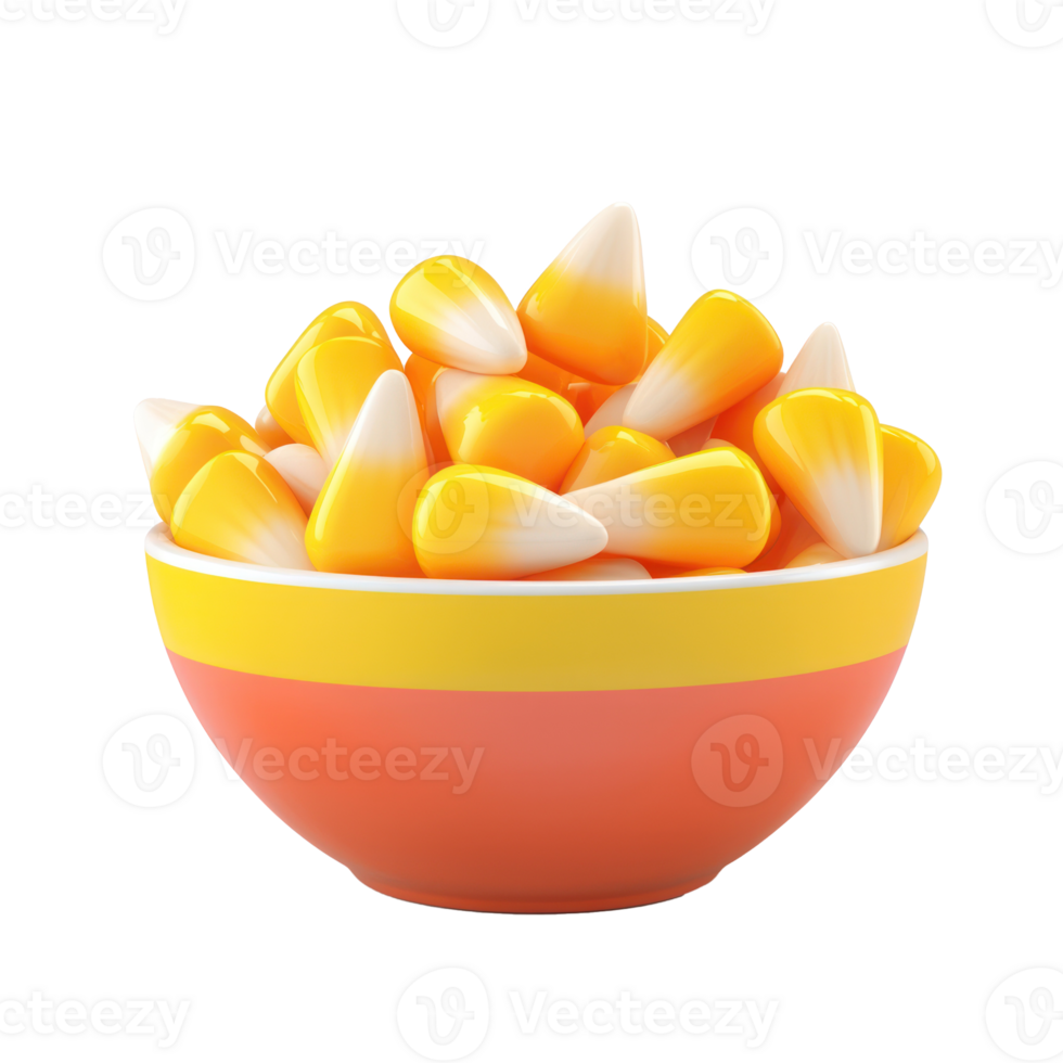 a bowl of candy corn on a transparent background png