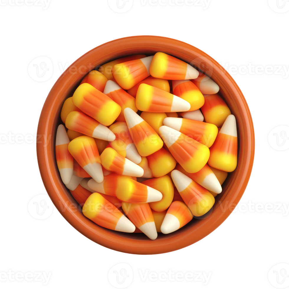 a bowl full of candy corn on a transparent background png
