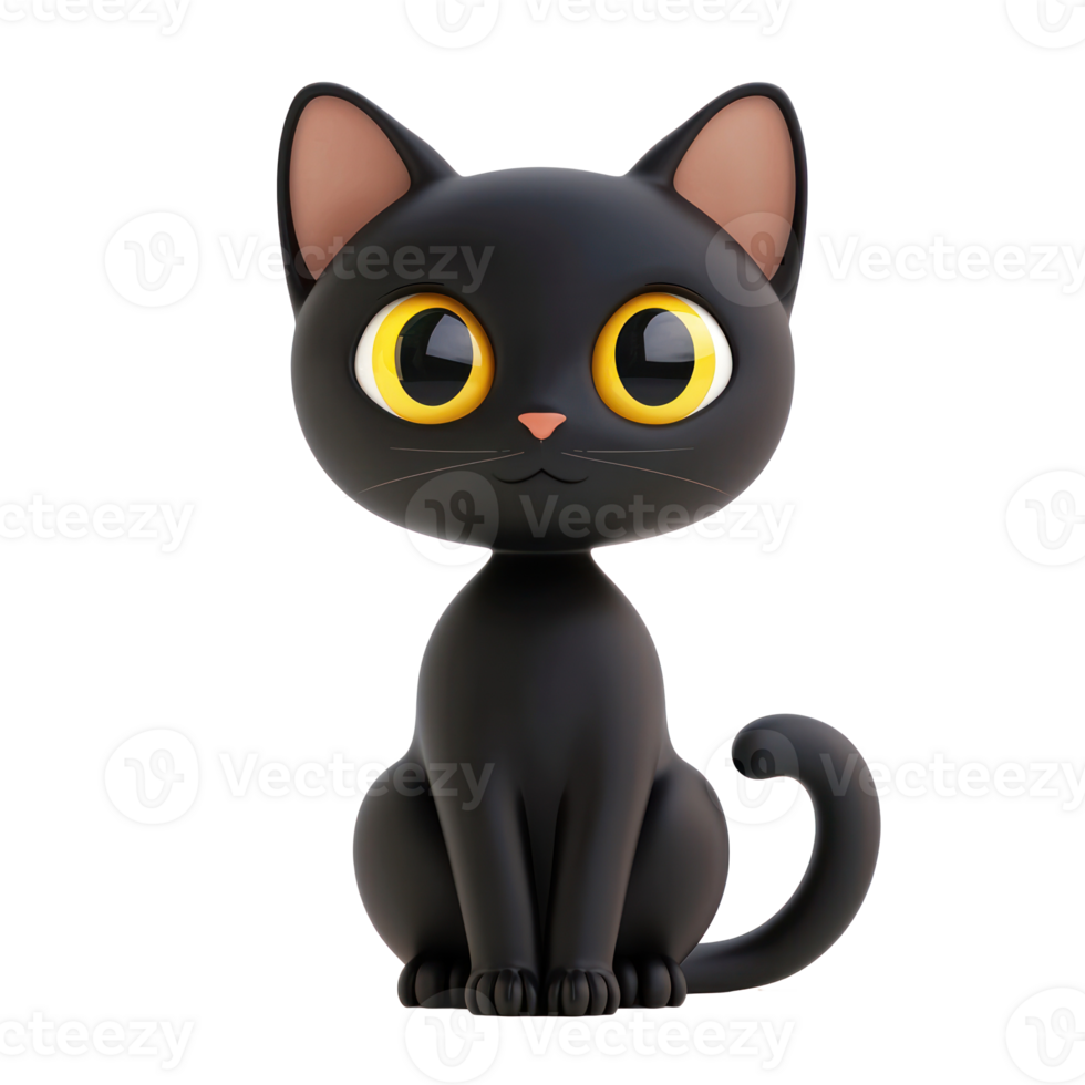 black cat cartoon on transparent background png