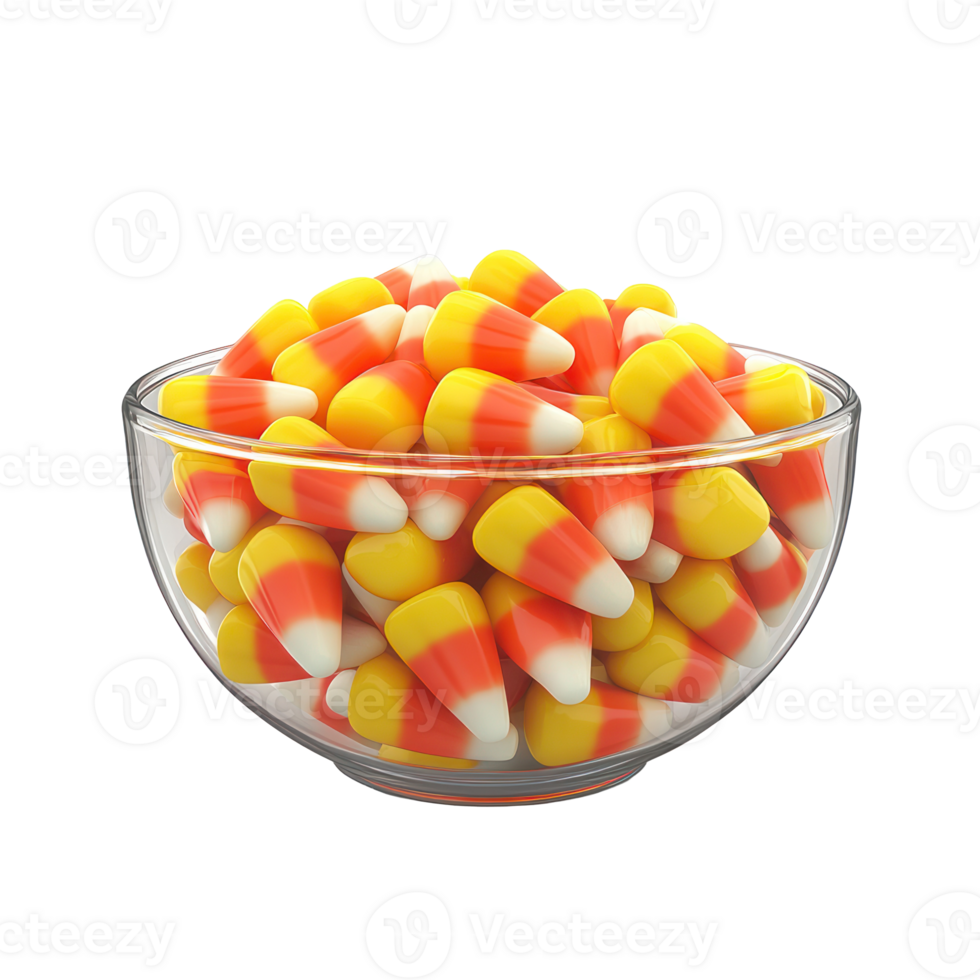 a bowl full of candy corn on a transparent background png
